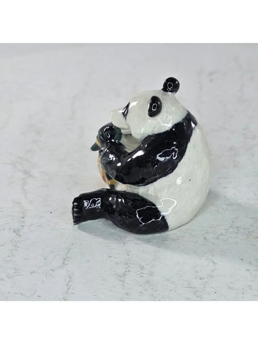 Klima Panda Bear Eating Bamboo Miniature Figurine Porcelain Collectible Sitting